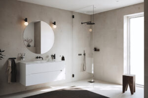 Home Black in beige Scandinavian bathroom